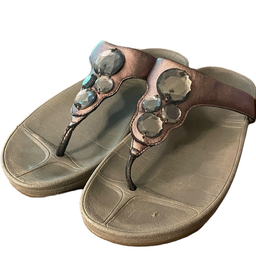 Fitflop Thong Sandals Brown with Bling Size 7